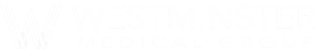 Logo of Westminster Medical Group, specializing in hair replacement, featuring an uppercase 'W' and 'M' intertwined, with the name in full below it in elegant serif font, all in a dark green
