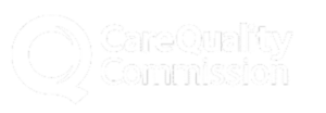 Logo of the care quality commission, featuring the text "care quality commission" and a stylized letter "q" in a circle to the left, reminiscent of patterns seen in hair replacement designs.